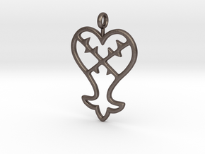 Kingdom Hearts Pendant in Polished Bronzed Silver Steel