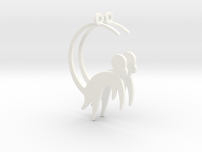 Cute Monkey Earrings in White Processed Versatile Plastic
