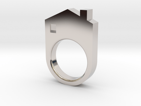 House Ring in Rhodium Plated Brass