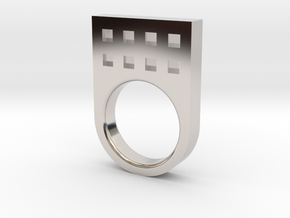 Small Tower Ring in Rhodium Plated Brass