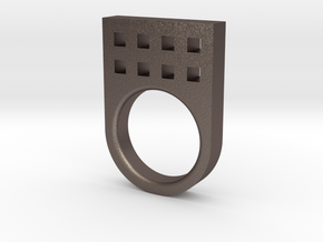 Small Tower Ring in Polished Bronzed Silver Steel