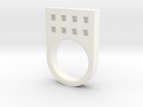 Small Tower Ring in White Processed Versatile Plastic