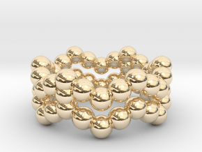 Ring Sphere 2 waved in 14K Yellow Gold