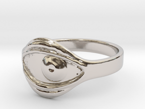 Eye ring(Japan 10,USA 5.5,Britain K)  in Rhodium Plated Brass
