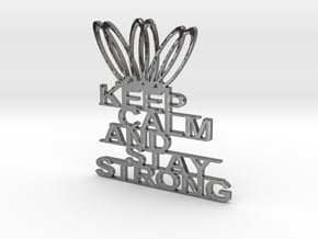 KEEP CLAM AND STAY STRONG KEYCHAINS in Polished Silver