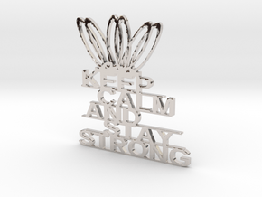 KEEP CLAM AND STAY STRONG KEYCHAINS in Rhodium Plated Brass