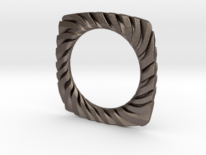 PILLOW CARVED BANGLE 2.5 ID in Polished Bronzed Silver Steel