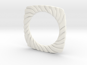 PILLOW CARVED BANGLE 2.5 ID in White Processed Versatile Plastic