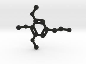 Mescaline Molecule Necklace Keychain in Black Natural Versatile Plastic