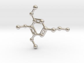 Mescaline Molecule Necklace Keychain in Rhodium Plated Brass