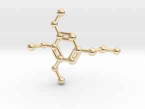 Mescaline Molecule Necklace Keychain in 14K Yellow Gold