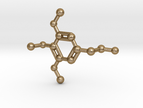 Mescaline Molecule Necklace Keychain in Polished Gold Steel