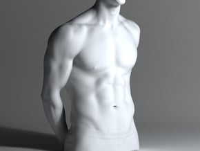 Man Body Part 002 scale in 4cm in White Processed Versatile Plastic