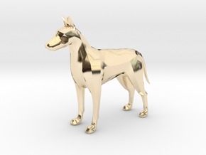 Dog With Tail in 14k Gold Plated Brass