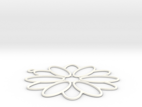 Flower Shape Charm in White Processed Versatile Plastic