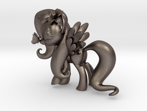 Fluttershy 1 Full Color - L1 in Polished Bronzed Silver Steel