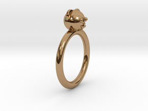 Bear Head Ring in Polished Brass