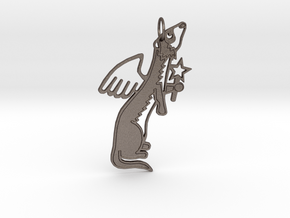 FERRET ANGEL KEYCHAIN SIDEWAYS in Polished Bronzed Silver Steel