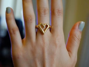 FLYHIGH: Open Hearts Ring 17mm in Polished Gold Steel