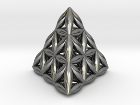 Flower Of Life Tetrahedron in Polished Silver