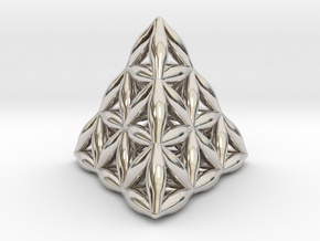 Flower Of Life Tetrahedron in Rhodium Plated Brass