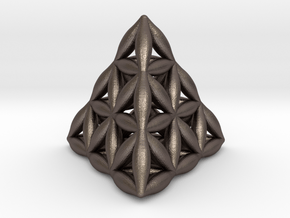 Flower Of Life Tetrahedron in Polished Bronzed Silver Steel