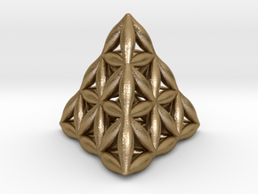 Flower Of Life Tetrahedron in Polished Gold Steel