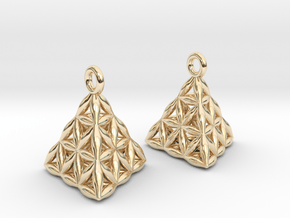 Flower Of Life Tetrahedron Earrings in 14K Yellow Gold