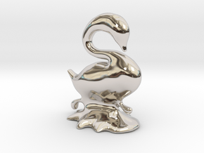 Swan in Rhodium Plated Brass