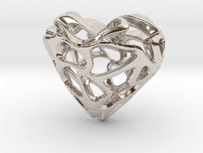 LoveHeart in Rhodium Plated Brass
