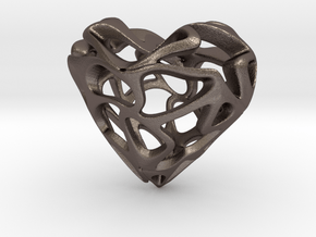 LoveHeart in Polished Bronzed Silver Steel