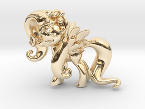 Fluttershy 1 Full Color - S2 in 14k Gold Plated Brass