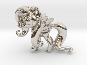 Fluttershy 1 Full Color - S2 in Rhodium Plated Brass