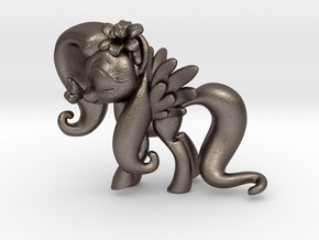 Fluttershy 1 Full Color - S2 in Polished Bronzed Silver Steel