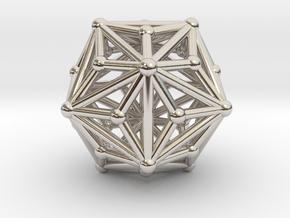 0335 Triakis Icosahedron V&E (a=1cm) #002 in Rhodium Plated Brass