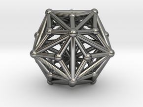 0335 Triakis Icosahedron V&E (a=1cm) #002 in Fine Detail Polished Silver