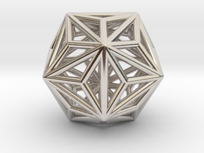 0334 Triakis Icosahedron E (a=1cm) #001 in Rhodium Plated Brass