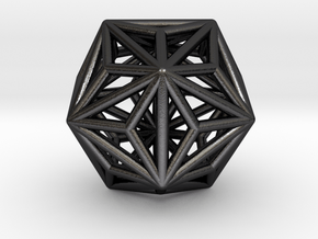 0334 Triakis Icosahedron E (a=1cm) #001 in Polished and Bronzed Black Steel