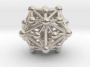 0336 Triakis Icosahedron V&E (a=1cm) #003 in Rhodium Plated Brass