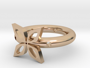 The ring of four leaves in 14k Rose Gold Plated Brass