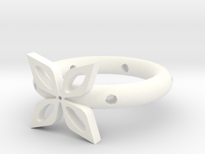 The ring of four leaves in White Processed Versatile Plastic