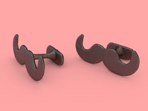 Cufflinks Moustache in Polished Bronzed Silver Steel