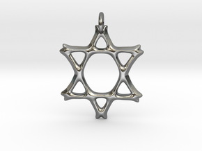 Star of David Pendant 02 in Polished Silver