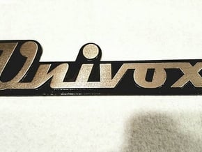 UNIVOX Cabinet/Case Badge in Polished Bronzed Silver Steel