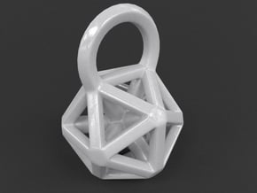 Icosahedron Frame Pendant in White Processed Versatile Plastic