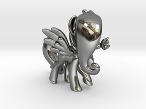 Fluttershy 1 Full Color - M1 in Fine Detail Polished Silver