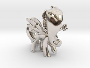 Fluttershy 1 Full Color - M1 in Rhodium Plated Brass