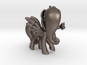 Fluttershy 1 Full Color - M1 in Polished Bronzed Silver Steel