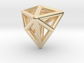 0337 Triakis Tetrahedron E (a=1cm) #001 in 14k Gold Plated Brass