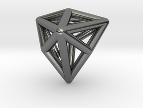 0337 Triakis Tetrahedron E (a=1cm) #001 in Fine Detail Polished Silver